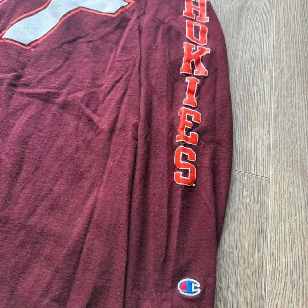 Virginia Tech Hokies Long Sleeve Shirt Men's M Champion VT NCAA Football - Picture 2 of 4